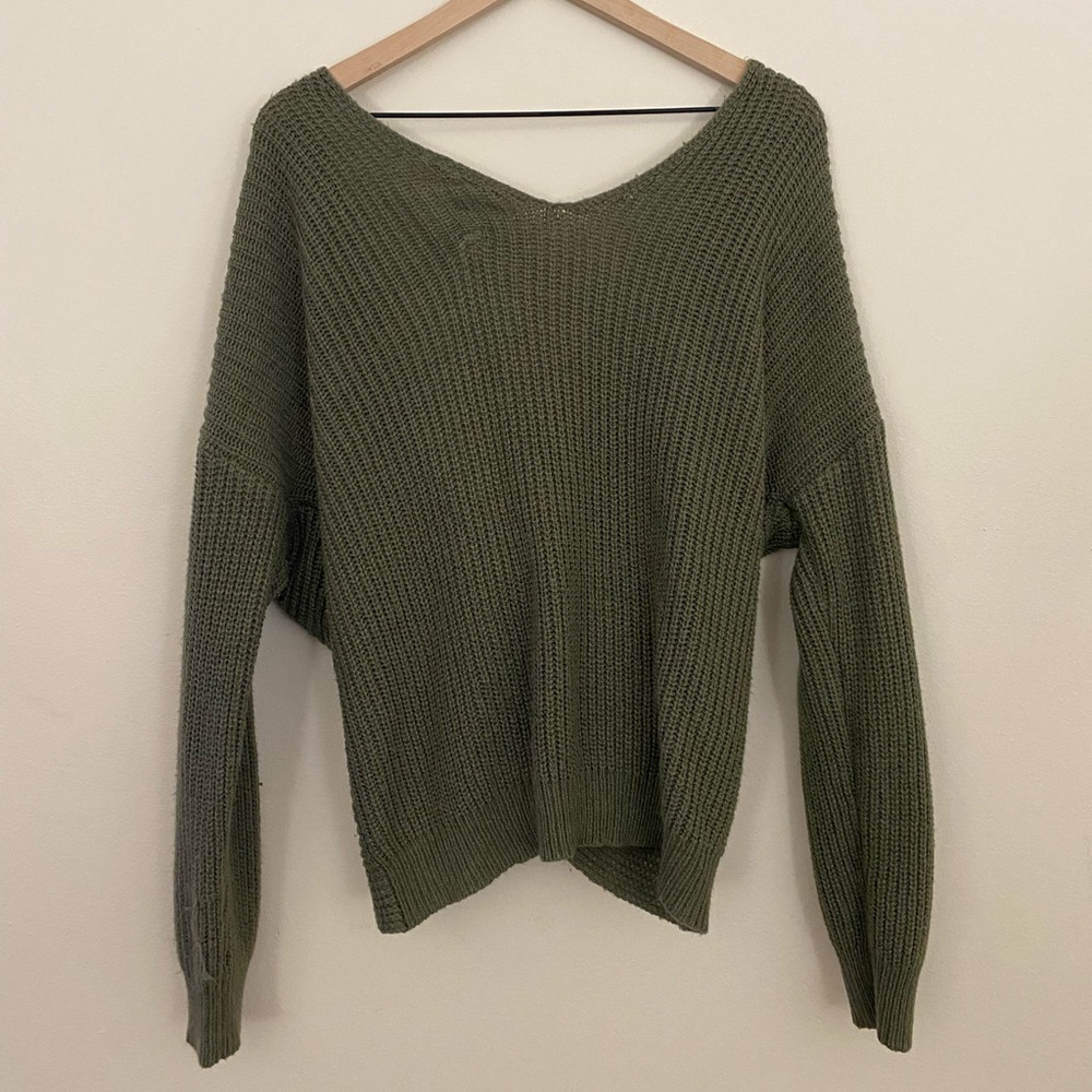 Open Back Green Sweater